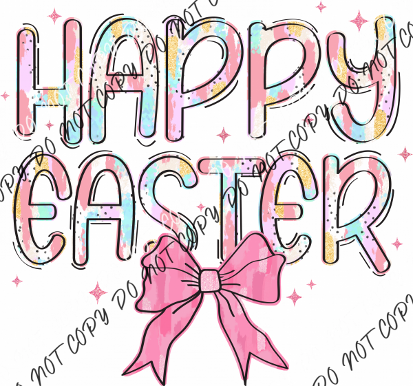 Happy Easter Bow DTF Transfer RTP DTF Transfers