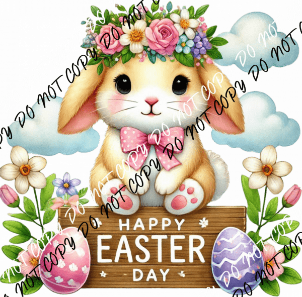 Happy Easter Bunny Sign DTF Transfer - We Print U Press DTF Transfers