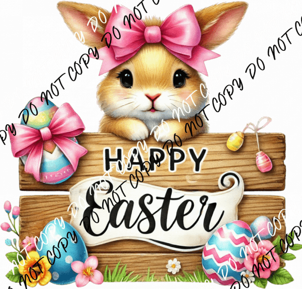 Happy Easter Bunny Sign with Eggs DTF Transfer - We Print U Press DTF Transfers