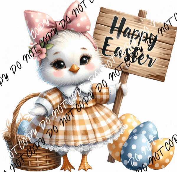 Happy Easter Chick DTF Transfer - We Print U Press DTF Transfers