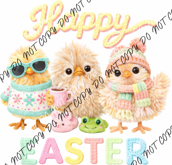 Happy Easter Chicks Trio DTF Transfer RTP DTF Transfers