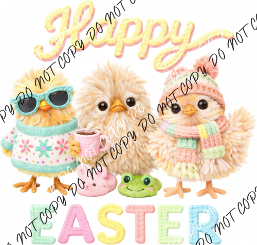 Happy Easter Chicks Trio DTF Transfer RTP DTF Transfers