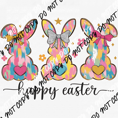 Happy Easter Coquette Bunny DTF Transfer - We Print U Press DTF Transfers