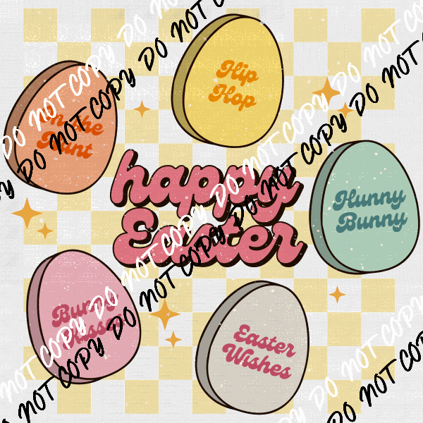 Happy Easter Distressed DTF Transfer - We Print U Press DTF Transfers