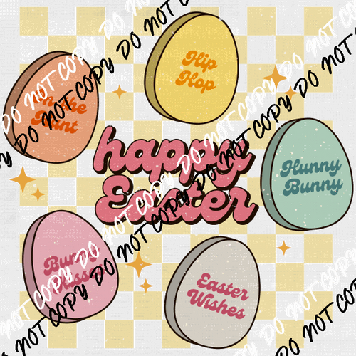 Happy Easter Distressed DTF Transfer - We Print U Press DTF Transfers