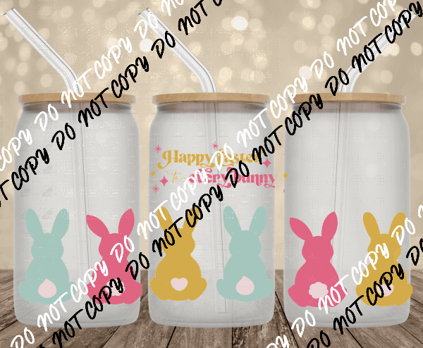 Happy Easter Every bunny UV transfer for 16 oz Glass Can - We Print U Press DTF Transfers
