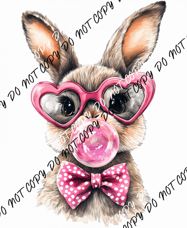 Happy Easter Floral Bunny With Glasses DTF Transfer - We Print U Press DTF Transfers