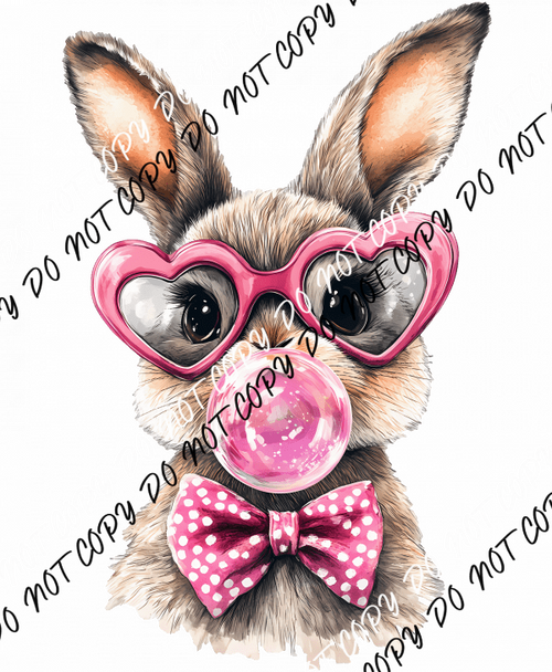 Happy Easter Floral Bunny With Glasses DTF Transfer - We Print U Press DTF Transfers