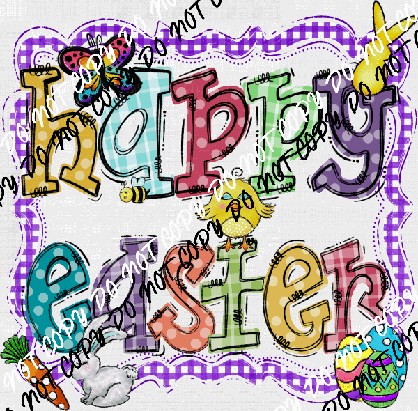 Happy Easter Frame DTF Transfer - We Print U Press DTF Transfers