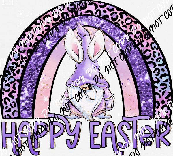 Happy Easter Gnome Purple Rainbow DTF Transfer - We Print U Press DTF Transfers