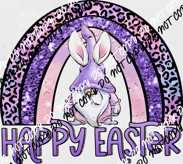 Happy Easter Gnome Purple Rainbow DTF Transfer - We Print U Press DTF Transfers