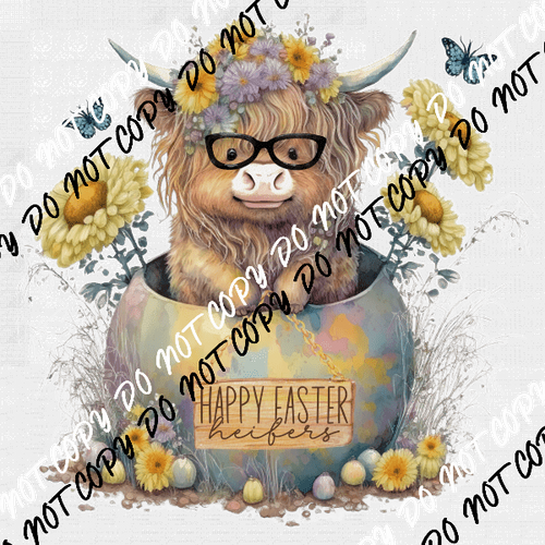 Happy Easter Heifers Cow DTF Transfer - We Print U Press DTF Transfers