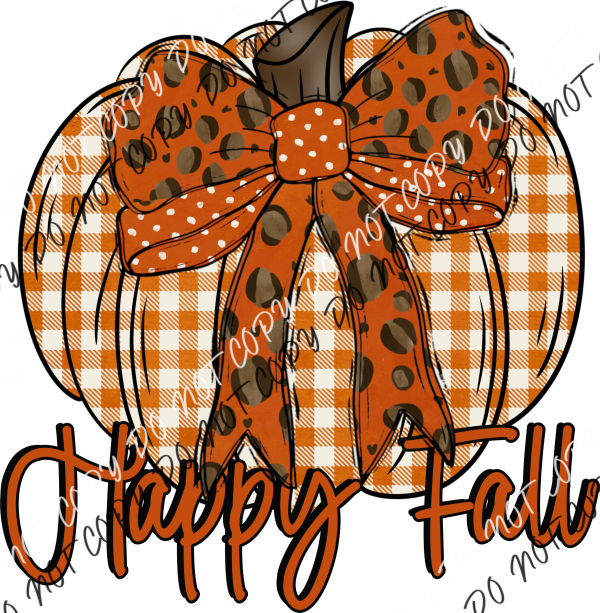 Happy Fall Plaid Pumpkin With Bow Dtf Transfer Rtp Transfers