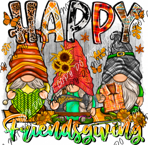 Happy Friendsgiving Gnomes Dtf Transfer Rtp Transfers