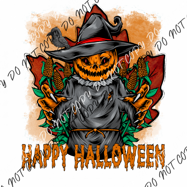 Happy Halloween Pumpkin Witch Scarecrow Dtf Transfer Transfers