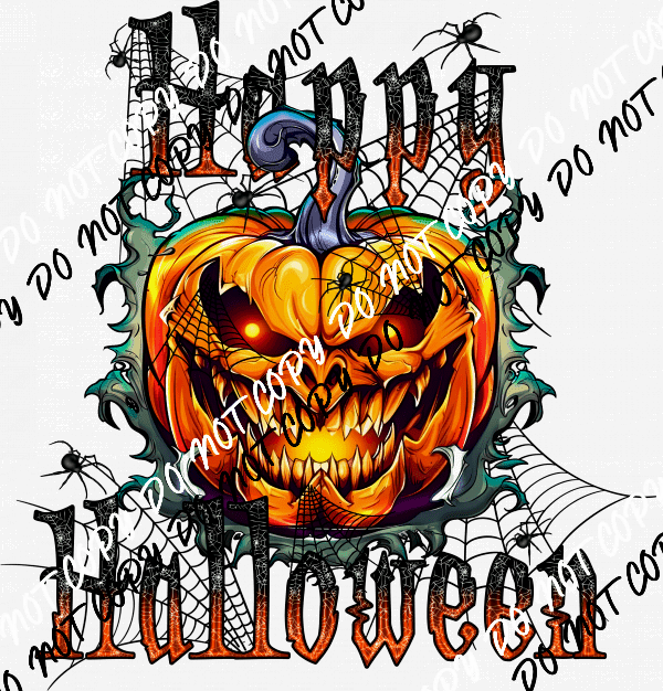 Happy Halloween Scary Jack O Lantern DTF Transfer - We Print U Press DTF Transfers