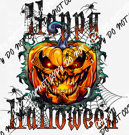 Happy Halloween Scary Jack O Lantern DTF Transfer - We Print U Press DTF Transfers