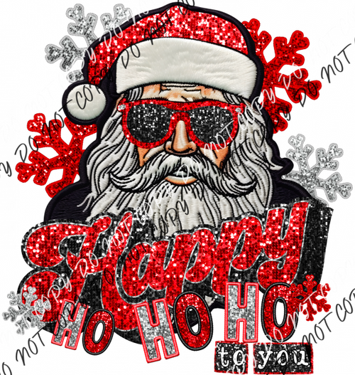 Happy Ho To You Santa Faux Sequin And Embroidery Dtf Transfer Rtp Transfers