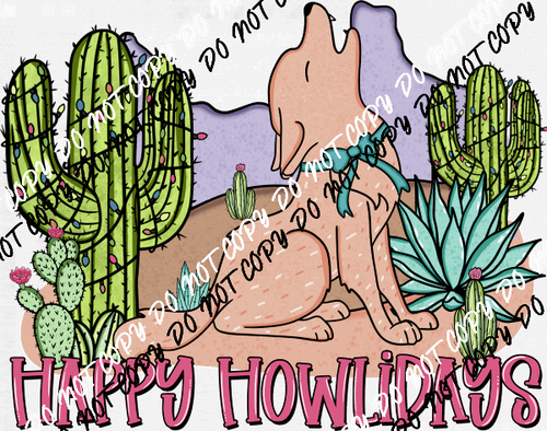 Happy Howlidays Coyote DTF Transfer - We Print U Press DTF Transfers
