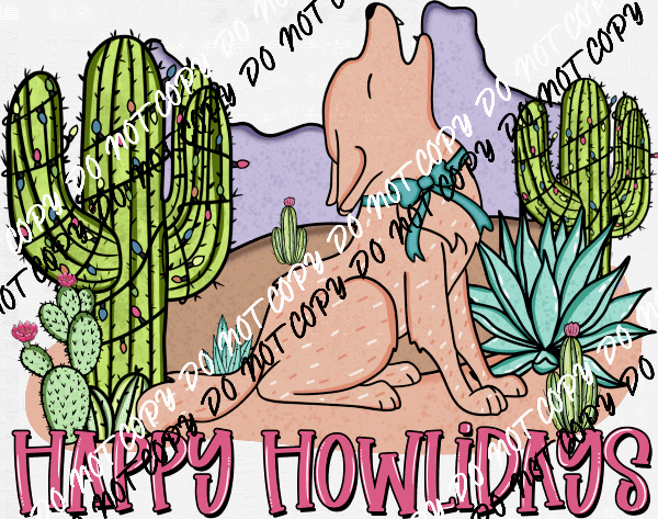 Happy Howlidays Coyote DTF Transfer - We Print U Press DTF Transfers