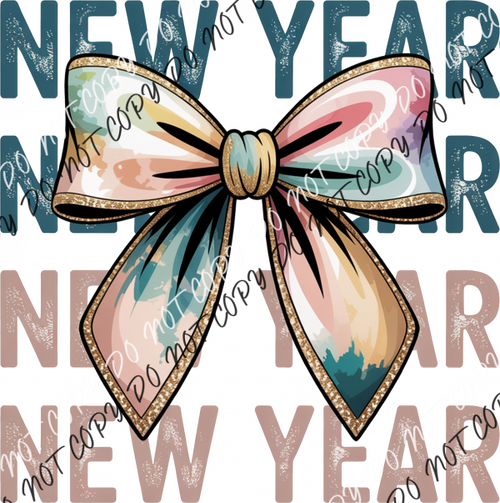 Happy New Year 2026 Coquette Bow DTF Transfer RTP DTF Transfers
