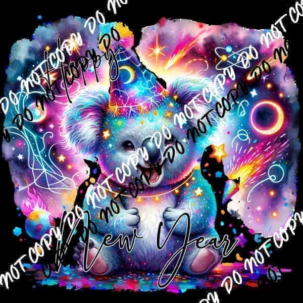 Happy New Year Koala Bear DTF Transfer - We Print U Press DTF Transfers