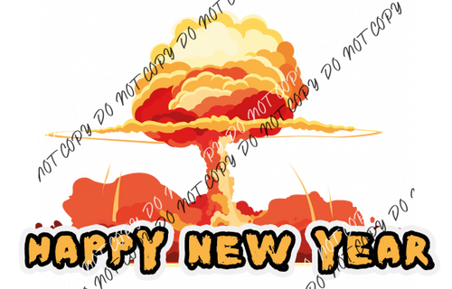 Happy New Year Orange Cloud Dtf Transfer