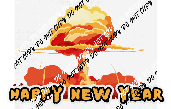 Happy New Year Orange Cloud DTF Transfer - We Print U Press DTF Transfers