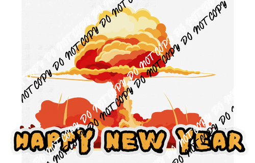 Happy New Year Orange Cloud DTF Transfer - We Print U Press DTF Transfers