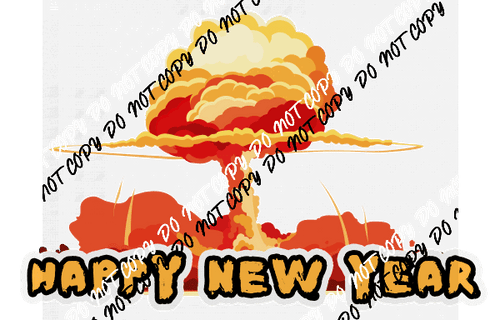 Happy New Year Orange Cloud DTF Transfer - We Print U Press DTF Transfers