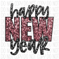Happy New Year Pink And Silver Faux Sequin Dtf Transfer Rtp Transfers