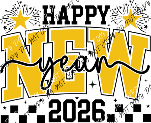 Happy New Year Script 2026 DTF Transfer RTP DTF Transfers