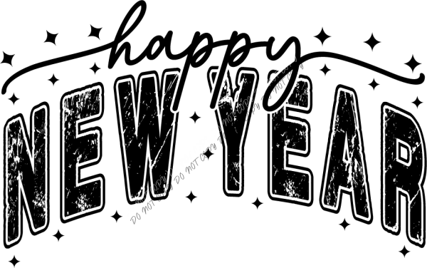 Happy New Year Vintage Arch DTF Transfer RTP DTF Transfers