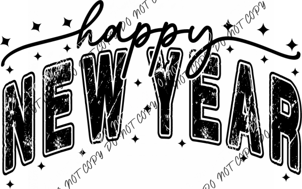 Happy New Year Vintage Arch DTF Transfer RTP DTF Transfers