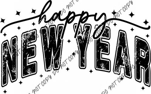 Happy New Year Vintage Arch DTF Transfer RTP DTF Transfers