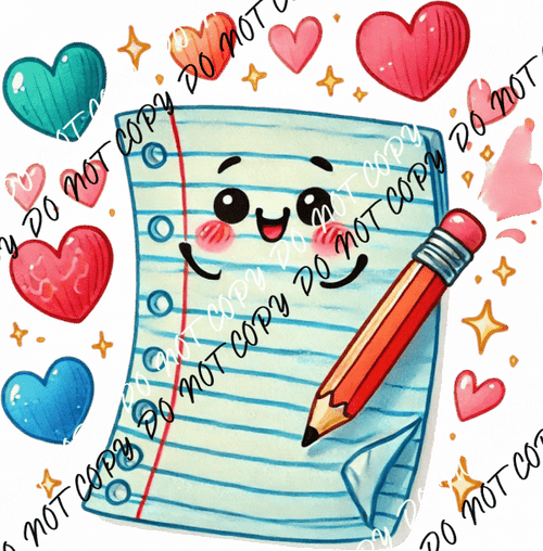 Happy Notebook and Pencil DTF Transfer - We Print U Press DTF Transfers