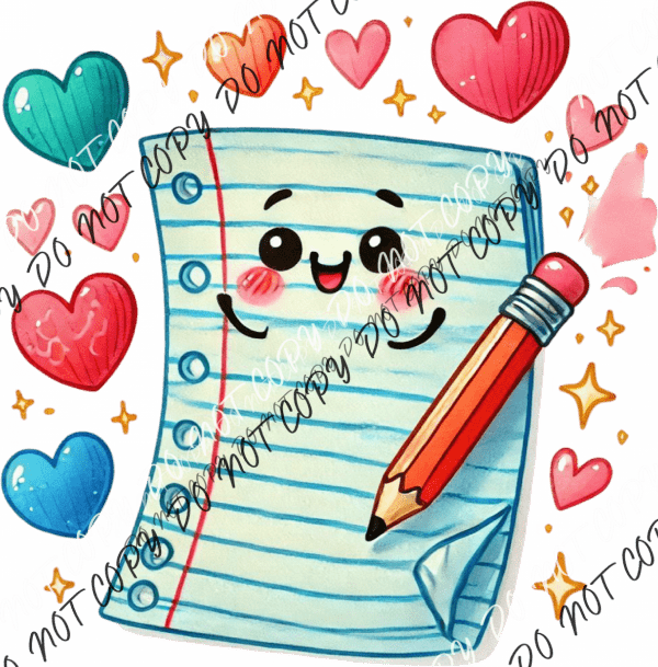 Happy Notebook and Pencil DTF Transfer - We Print U Press DTF Transfers