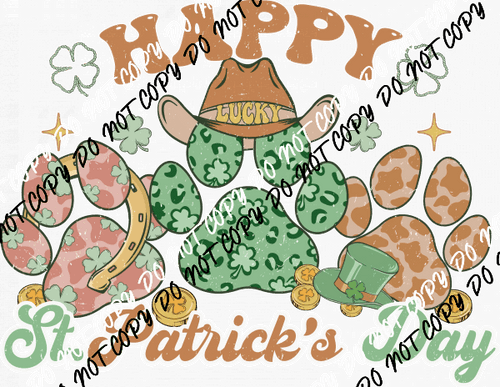 Happy St. Patrick's Day Paw Print DTF Transfer - We Print U Press DTF Transfers