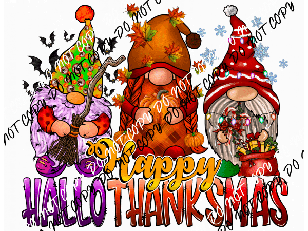 Happy Thankmas Gnomes DTF Transfer - We Print U Press DTF Transfers