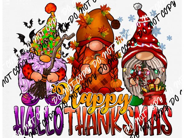 Happy Thankmas Gnomes DTF Transfer - We Print U Press DTF Transfers