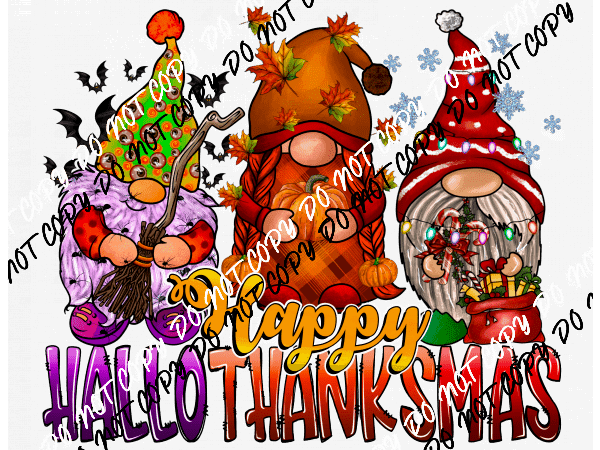 Happy Thankmas Gnomes DTF Transfer - We Print U Press DTF Transfers