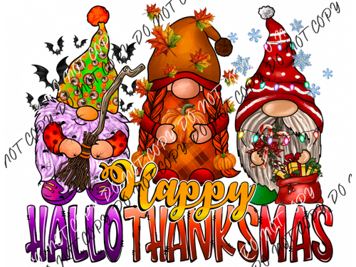 Happy Thankmas Gnomes Dtf Transfer