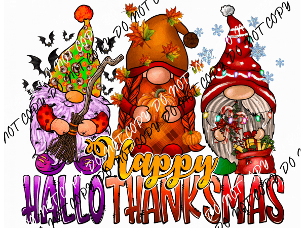 Happy Thankmas Gnomes DTF Transfer - We Print U Press DTF Transfers