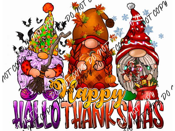 Happy Thankmas Gnomes DTF Transfer - We Print U Press DTF Transfers