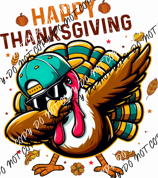 Happy Thanksgiving Dabbing Turkey DTF Transfer - We Print U Press DTF Transfers