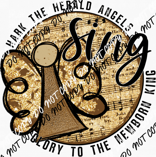 Hark the Herald Angels Circle DTF Transfer - We Print U Press DTF Transfers