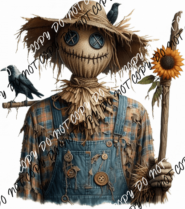 Harvest Scarecrow with Sunflower DTF Transfer - We Print U Press DTF Transfers