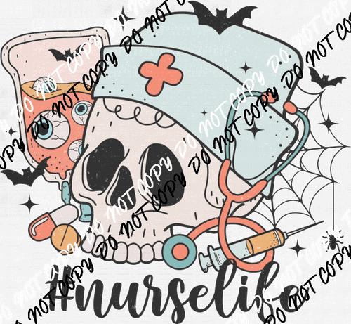 Hashtag Nurselife Skull Halloween DTF Transfer - We Print U Press DTF Transfers