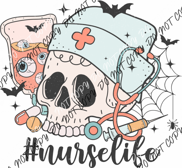 Hashtag Nurselife Skull Halloween Dtf Transfer Rtp Transfers