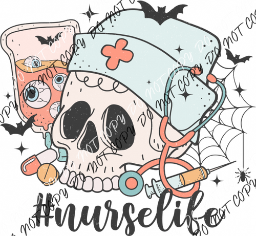 Hashtag Nurselife Skull Halloween Dtf Transfer Rtp Transfers